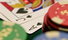 Playing cards and poker chips